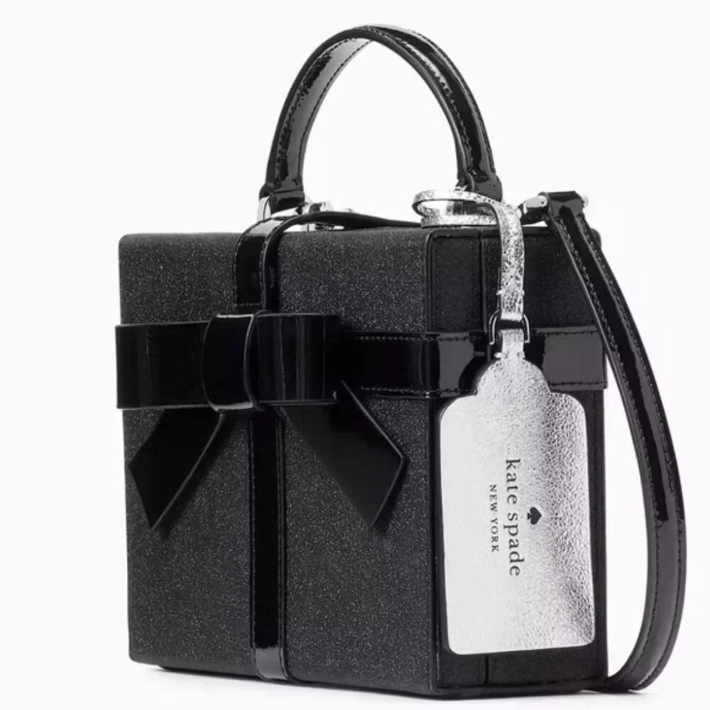 Kate Spade Wrapping Party Gift Box Glittering Crossbody Handbag Black